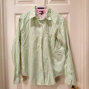 Vintage Tommy Hilfiger Lime Green Striped Button Down Shirt